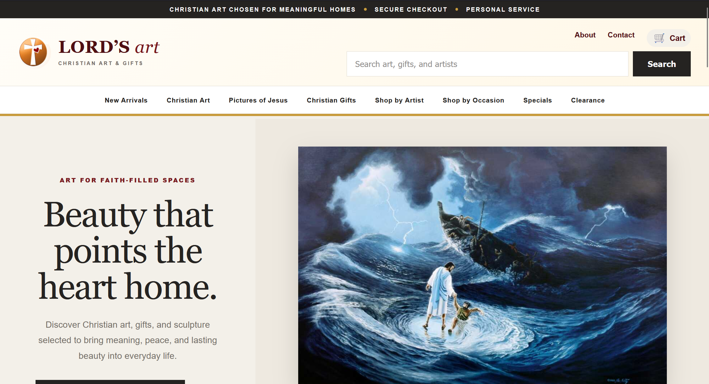 Modernized Lord's Art landing page after the redesign